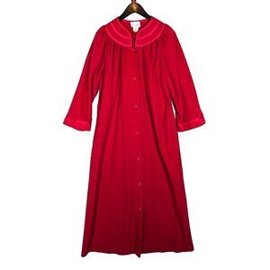 Vintage 70s Leisure Life House Robe Dress Medium VELOUR Nightgown Bubblegum Pink